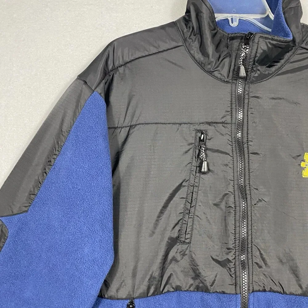 Vintage Essex 90s Michigan Wolverines Full Zip Fleece Jacket Elbow Pads Size L